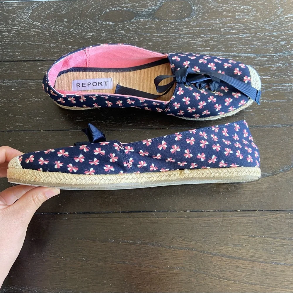 Report Bee Clover Espadrille Lace Up Navy‎ Flats 9.5